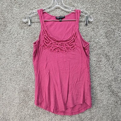 #ad #ad Saint Tropez West Magenta Pink Crochet Lace Scoop Neck Tank Top Womens Small $15.89