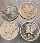 Lot Of 4 - SILVER 90% Mercury Dimes 1929,1936,1942,1944