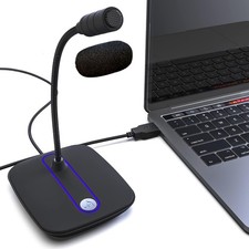 C4 USB Computer Microphone w/ Mute HD Audio for PC/Mac/PS US