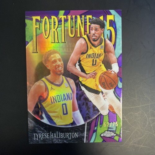 2025-26 Topps Chrome Update - Tyrese Haliburton Fortune 15 Purple Refractor /75