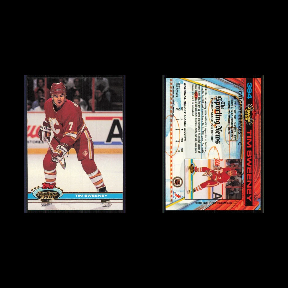 Tim Sweeney #394 1991 Topps Stadium Club Calgary Flames Hockey Card NHL NM - Image 3 of 3