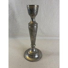 Silver Plated Embossed Engraved Candlestick Votive Taper Holder 10 Grape Leaves