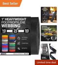 Heavyweight Polypropylene Webbing - 1" x 25 Yard, 900 lb Strength for Outdoors