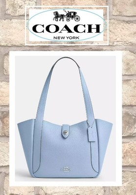MWT COACH Hadley CAL17 Turnlock Tote Bag In BLUEBELL Pebbled