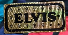Elvis TCB Reflective Metal License Plate Gold and Black Used