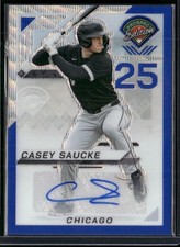 2025 Panini Prospect #65 Casey Saucke Holo Prospect Ticket auto Blue Wave/75