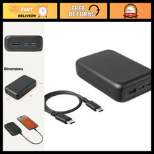 High-Capacity 20,000mAh Portable Power Bank, 3-Port Output, Fast Charging, Black