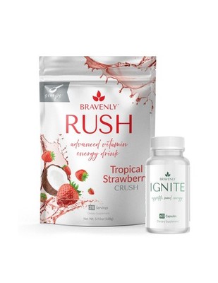 Bravenly Accelerate Duo Bundle Ignite Capsules + Rush Energy Drink Mix-NEW   