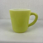 Milk Glass Coffee Mug #17 Yellow Greenish White Interior Vintage Cup No Chips