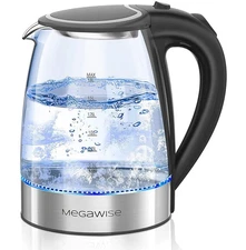 Electric Kettle, 1.8L Borosilicate Glass Tea Kettle with LED Light, Auto Shut...