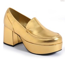 312-DADDIO 3" Heel Mens Pimp Shoe, Gold, Small