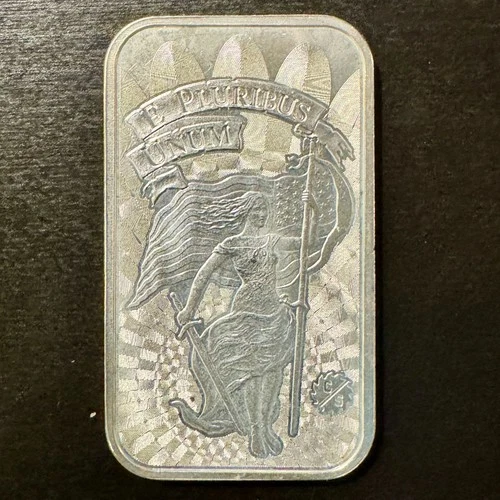 Lady Liberty Unity "E Pluribus Unum"/Serpent 1 ozt 99.9% Silver Bar