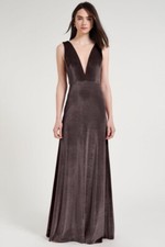 New Anthropologie Jenny Yoo Logan Deep-V Velvet Column Gown size 16