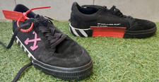 Off-White Virgil Abloh Low Vulcanized Black Purple Canvas Sneakers 2019 Size 43