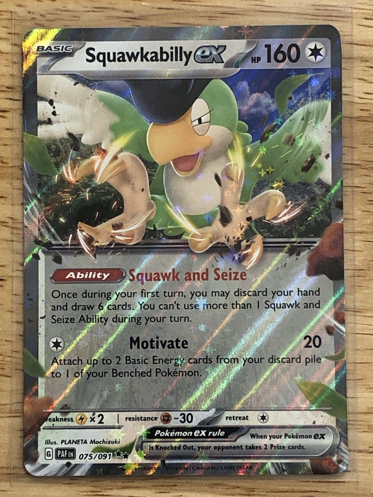 Pokémon TCG - Squawkabilly Ex 075/091 Paldean Fates - NM (Free Shipping $5+)