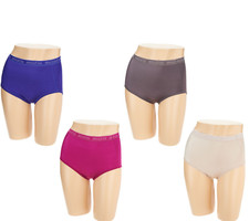 Breezies Set of 4 Nylon Microfiber Brief Panty Multi Size Medium A287799 QVC J