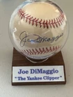 VINTAGE Joe DiMaggio "The Yankee Clipper " Signed Baseball in Wood Display Case