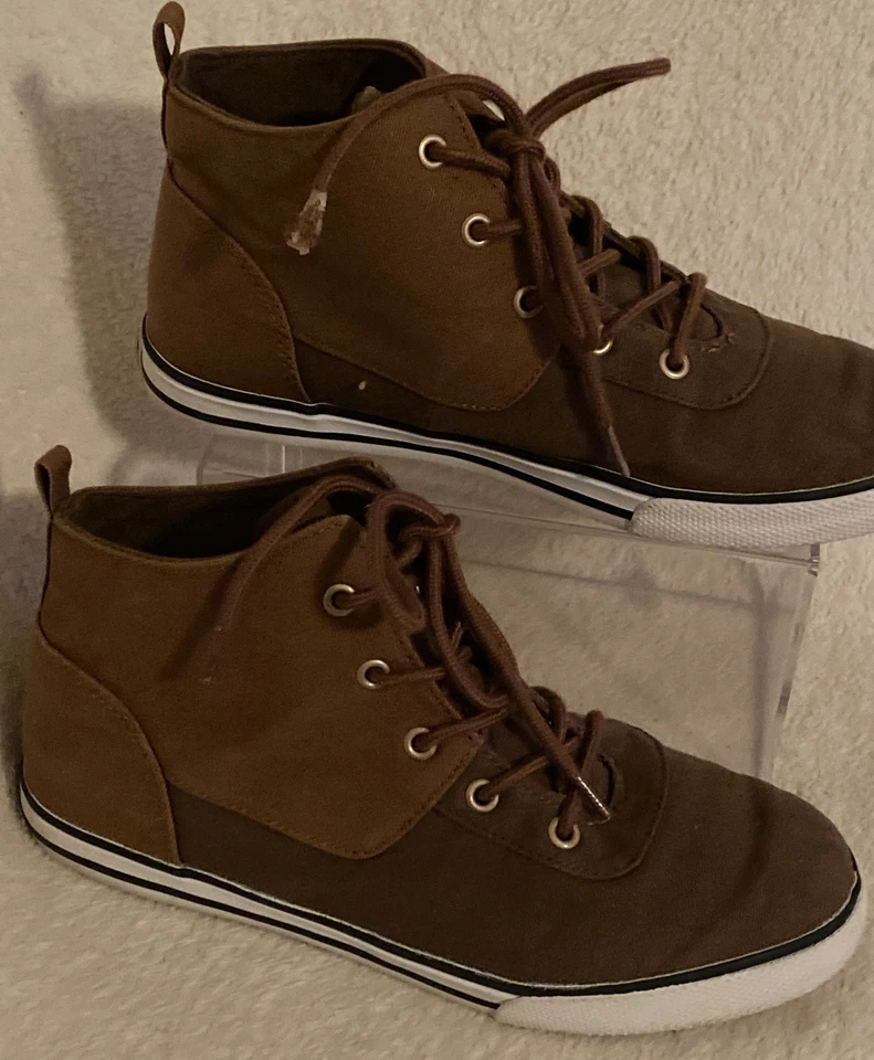 Crazy 8 C8 Brown Canvas High Top Sneakers Lace up Size 5 Casual School Youth - Image 2 of 4