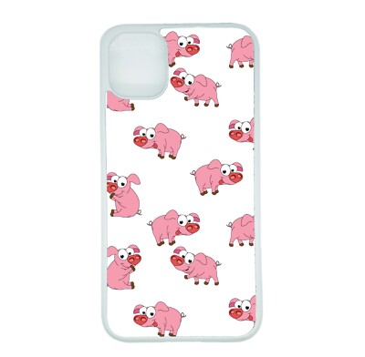 Handyhülle Schwein Muster für iPhone 15 14 13 12 11 Samsung S A weiß Gummiseiten