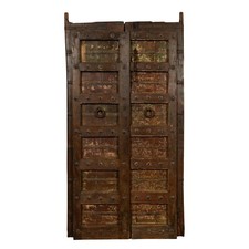 BISCOTTINI Portone Inserti Ferro Antico Legno 2 Ante Vintage Stile Rustico