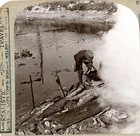 WW1 military Stereoview card Rescuing wounded lad Battle of Thiepval Ridge #13