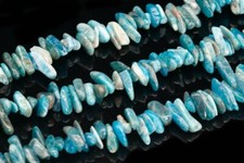 12-24x3-5MM Blue Apatite Stick Pebble Chip Grade A Genuine Natural Loose Beads