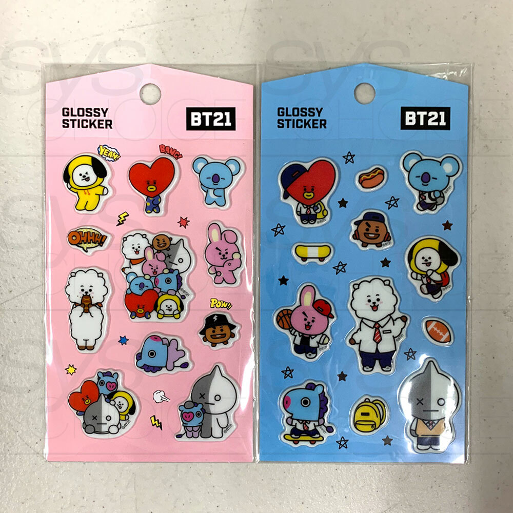 BTS BT21 Official Authentic Goods Glossy Sticker 2SET By Kumhong +