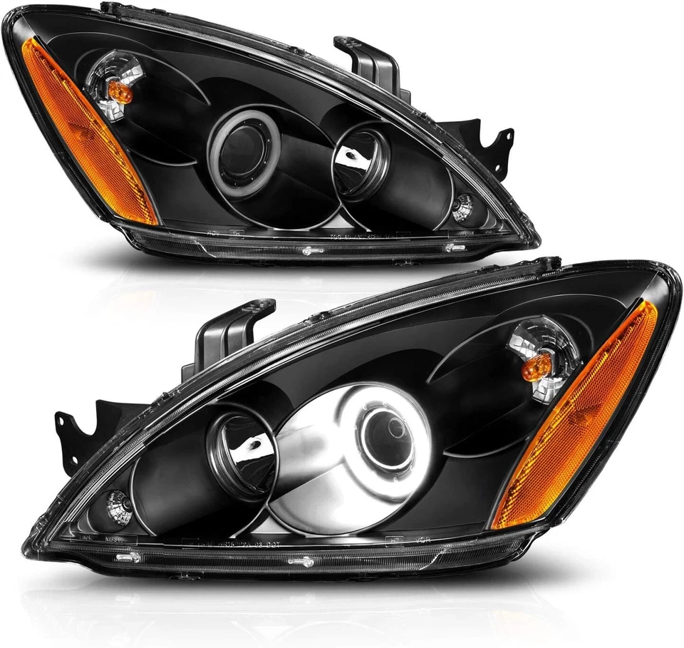 BLACK LED Halo Headlight Assembly For 2004-06 Mitsubishi Lancer Left+Right Sedan - image 3 of 4