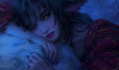 League of Legends fan art looking at viewer face cat playmat gaming mat