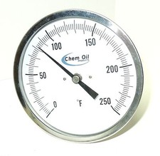 Chem Oil Thermometer Every Angle 5" Face 6" Stem (0 - 250° F) Brewing <943K5