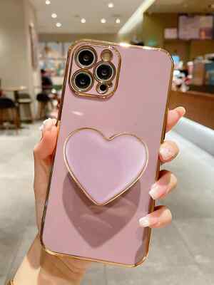 Elegante Valentinstag Herz Ständer Galvanisiert Handyhülle für iPhone Galaxy