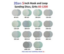 5 inch 20pcs Hook and Loop Sanding Discs, Grits 60-1200