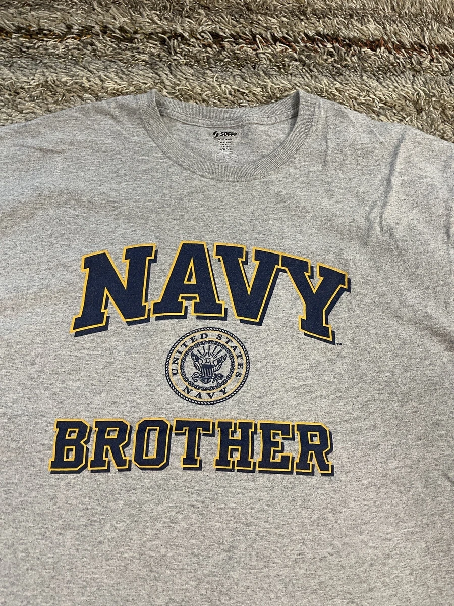 US Navy Brother T Shirt Mens Large Gray Military Family United