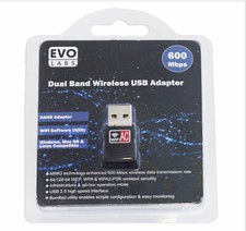 Evo Labs AC600 Dual Band Wireless USB Nano Network Adapter, UK Seller