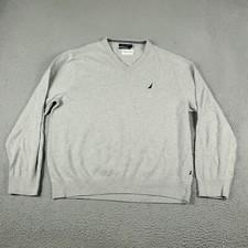 Nautica Sweater Mens Size XL Gray Knit Casual Pullover Sweatshirt