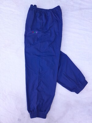 Vintage Flo Track Pants Men's Large Blue  Pockets Cottonshell SuperBaggy Y2K