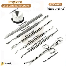 Implant Grafting Kit Bone File, Scraper, Syringe Graft Harvester Instruments