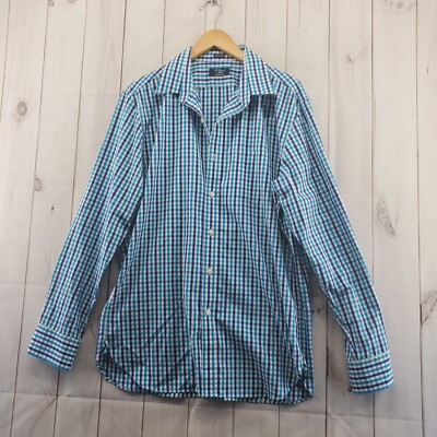 j crew thompson dress shirt J.Crew Factory Thompson Dress Shirt Long Sleeve Wrinkle-Free Blue & White, XL