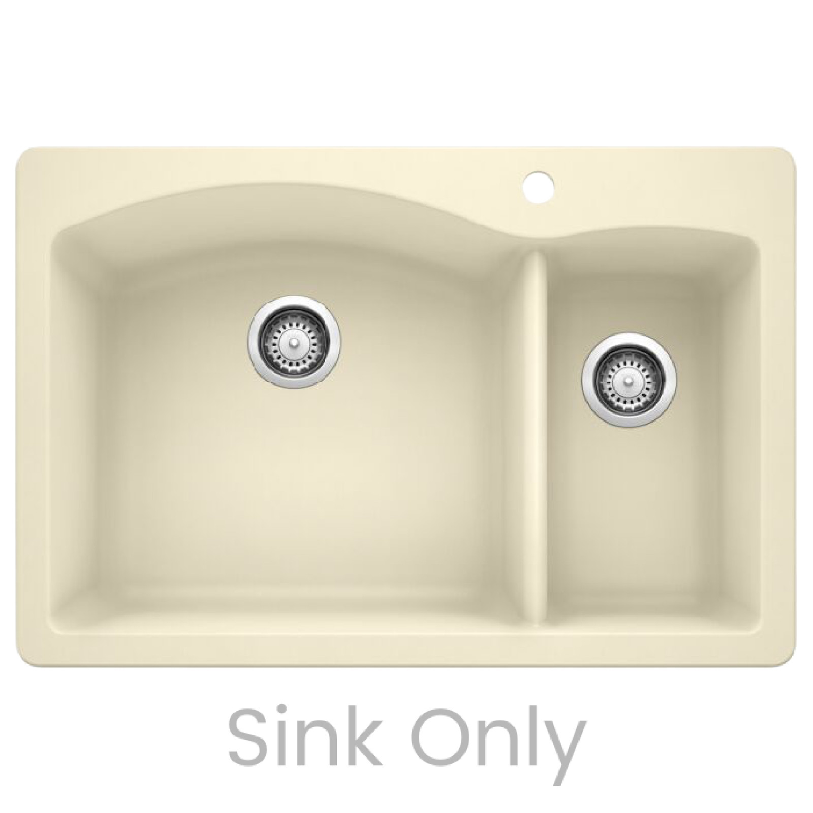 Blanco 33" Double Bowl Dual Mount 70/30 Silgranit Kitchen Sink, 440201 Biscuit
