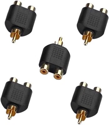 EUROHARRY GMBH 10PK Audio-Adapter RCA Chinch Stecker auf 2x Cinch-Kupplung Y-Adapter Verteiler