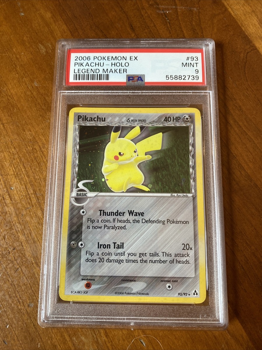 Pokemon PSA 9 MINT Pikachu 93/92 EX Legend Maker Secret Rare