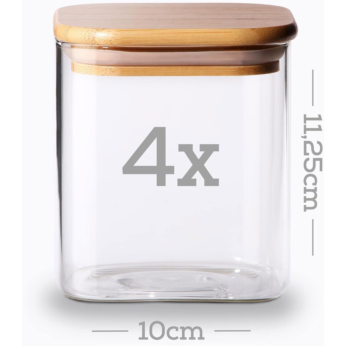 Luftdichte Vorratsgläser 16 OZ (4er Set) – Borosilikatglas Mit Holzdeckel – Für Kaffee, Mehl, Tee & Müsli