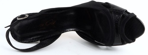 $185 KENNETH COLE HOUR GLASS Black Leather Satin Designer Sandals 7 EUR 37.5 - Picture 3 of 4