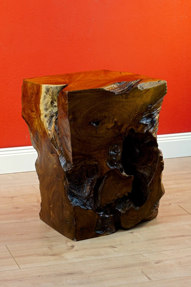 Root Wood Side Table 40Cm Solid Wood Block Wood Cube Flower Stool Stool - Image 3 of 4