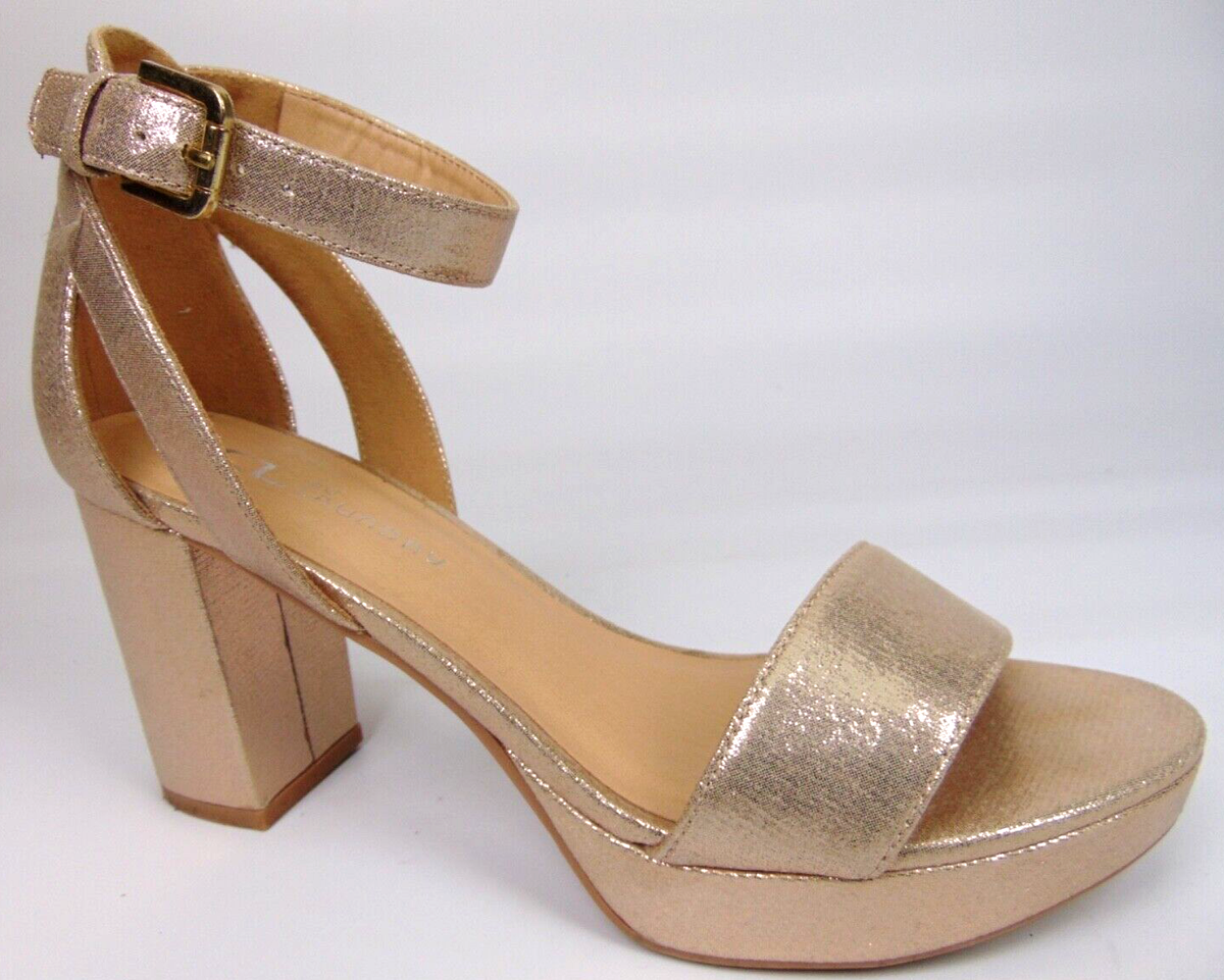 CL By Laundry Go On Ankle Strap Heels Pump Sandal Women Size Starstone  Gold