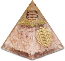 Rose Quartz Orgonite Pyramid Healing Crystal Gemstone Meditation Positivity