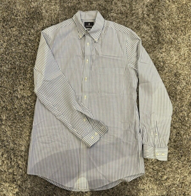 Stafford Travel Wrinkle Free Oxford Dress Shirt Men's 15.5 Blue Striped Stafford Travel Wrinkle Free Oxford Dress Shirt Men's 15.5 Blue Striped