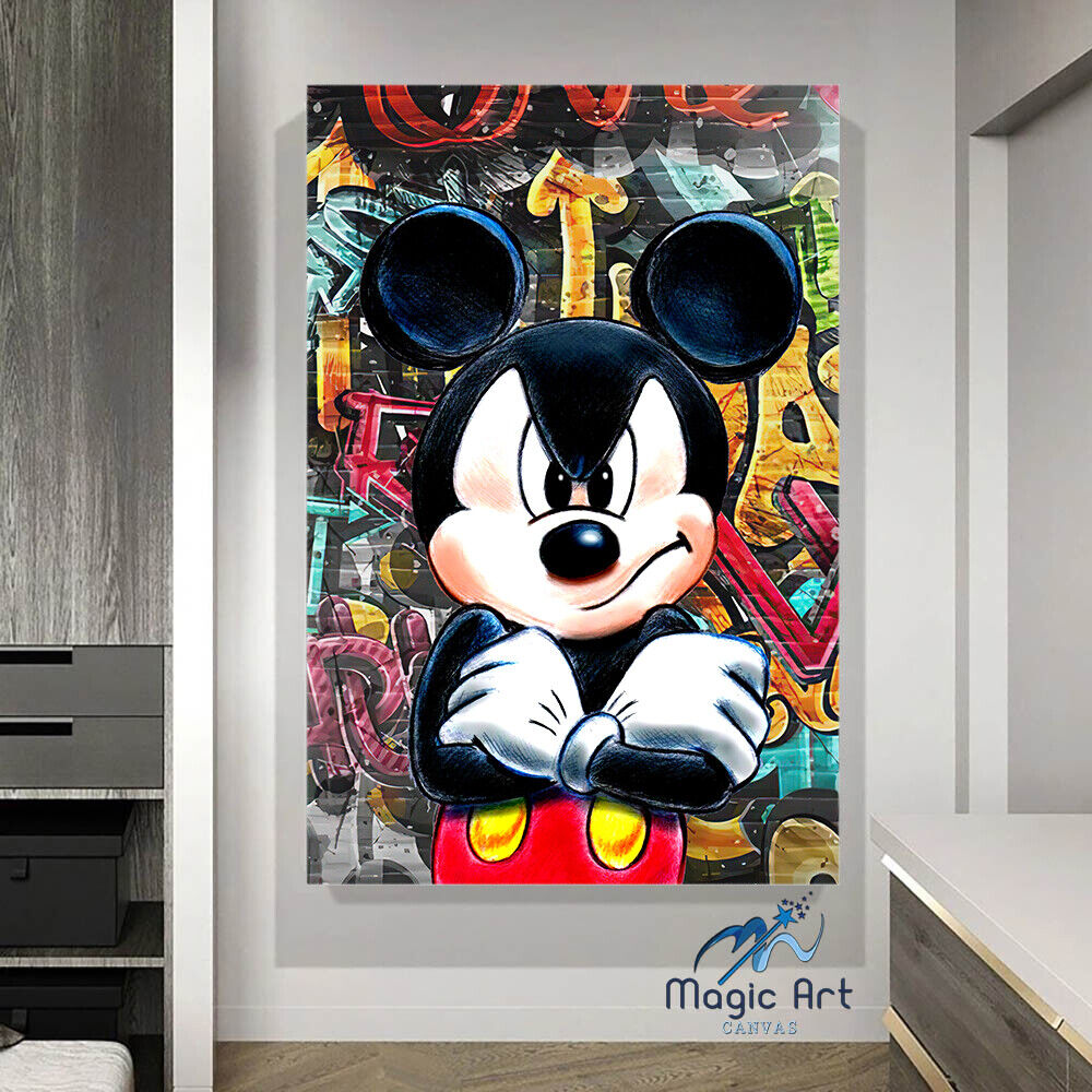 Mickey Mouse Angry Version, Graffiti CANVAS Wall Art, Kids Room Decor  Street Art