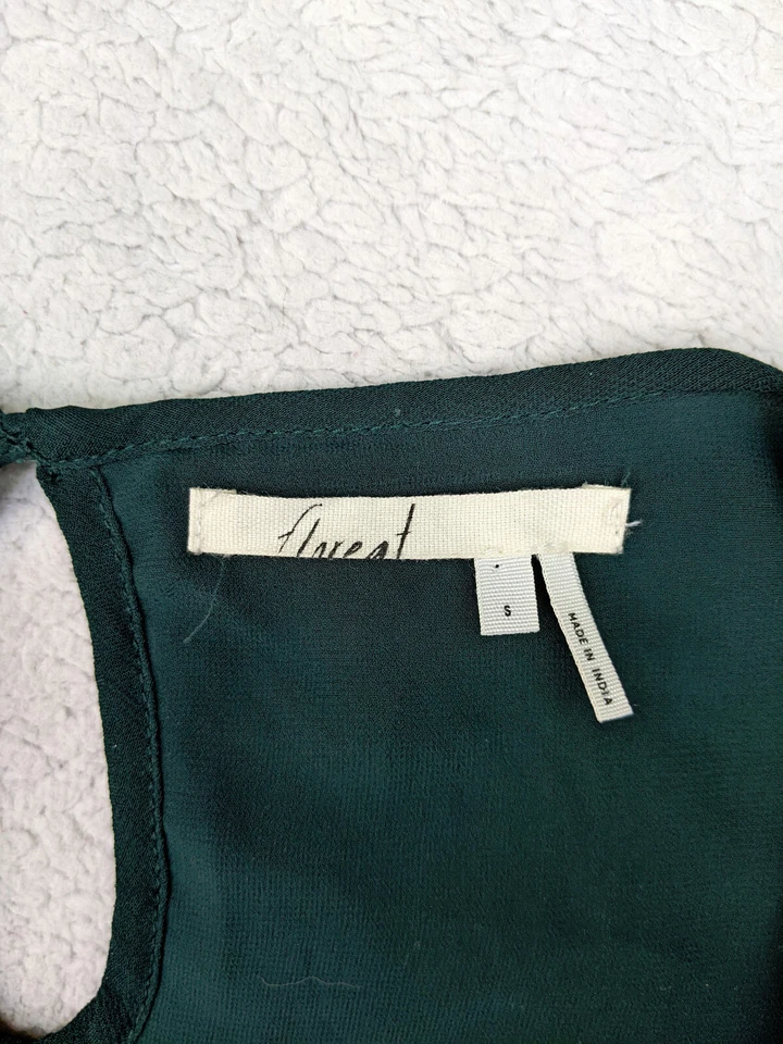 Camiseta sin mangas Floreat Anthropologie para mujer S verde bordada Boho Peplum Roselle Fairy Foto 2 de 4