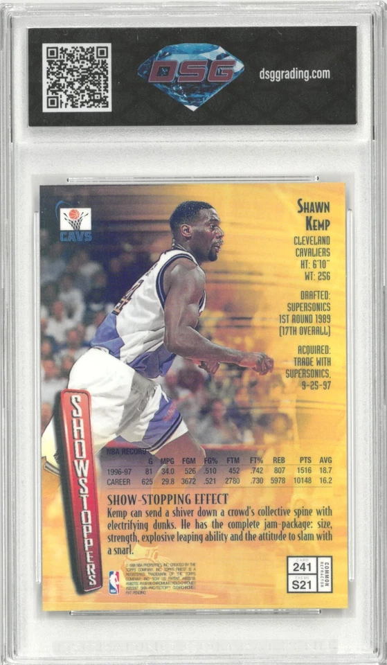 1997-98 Topps Finest SHAWN KEMP #241 Refractor 💎 DSG 10 Gem Mint - Image 2 of 2